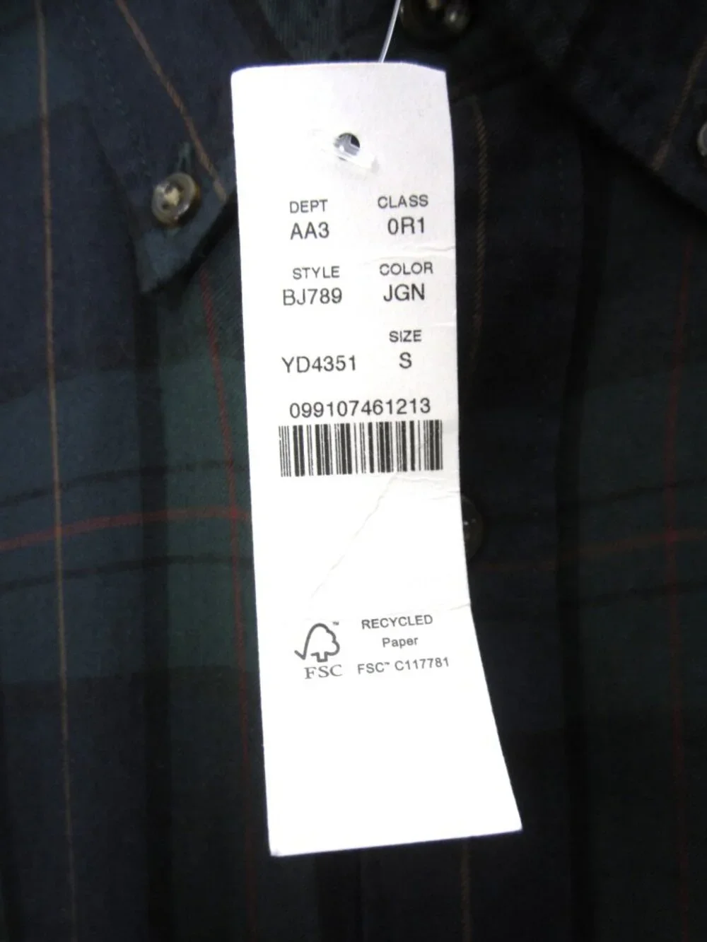 J. Crew NEW Mens Size Small Slim Brushed Twill Plaid Shirt Blue Green